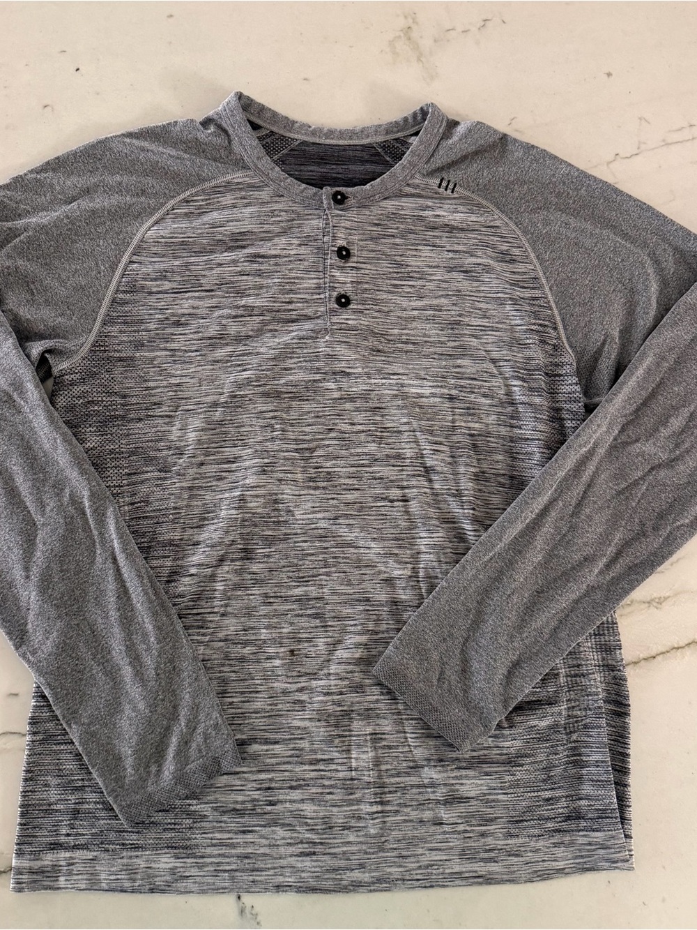 Lululemon Shirt Mens Medium Gray Long Sleeve Henley Athletic Top
